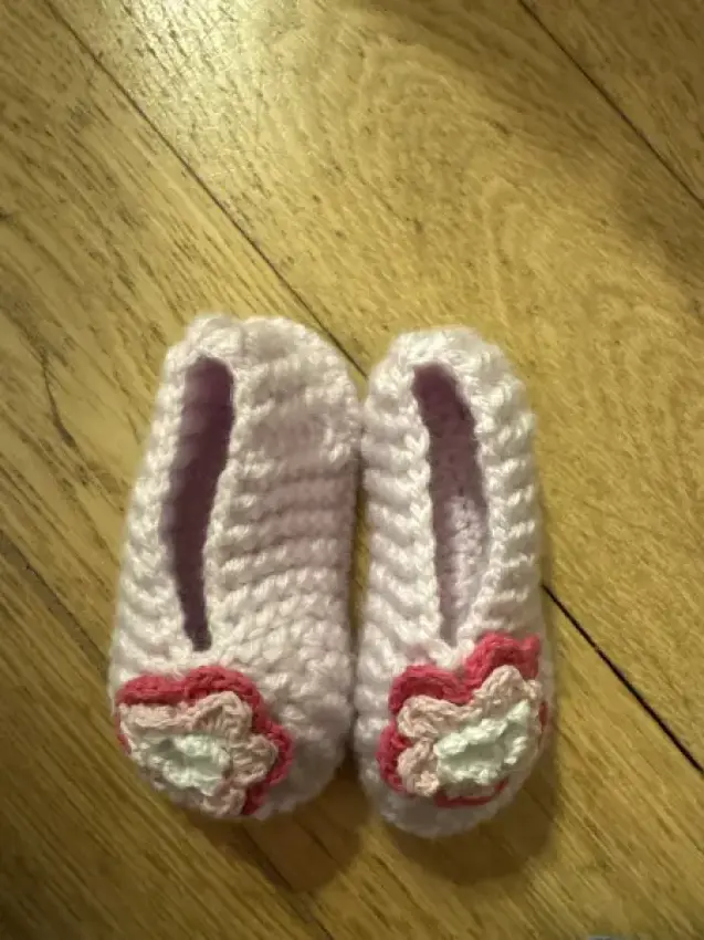 Baby Schuhe mit Blume Rosa