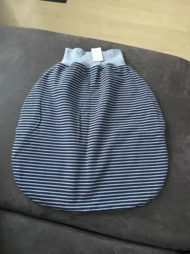 Strampelsack Blau Gestreift zum wenden